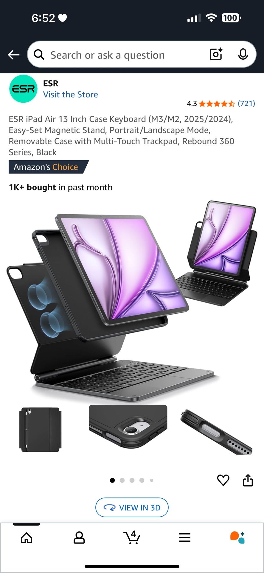 Magnetic keyboard case 360 for iPad Air 13