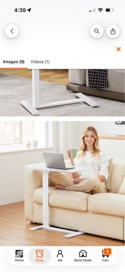 27.56 in. White Laptop Desk with Wheels, Adjustable Height Overbed Bedside Table Mobile Standing Desk