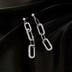 Silver Plated Diamond Earrings/ Dangle Earrings 