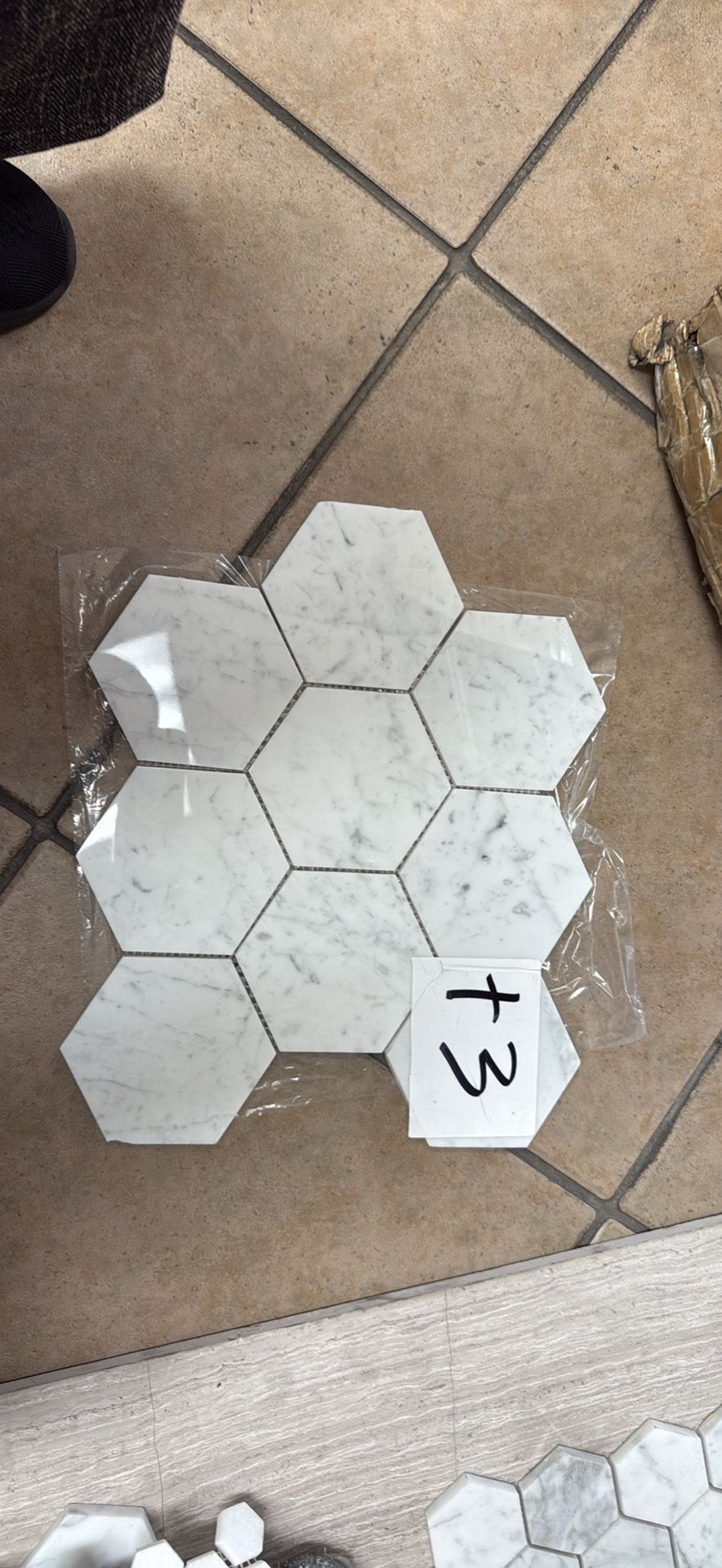 4” Carrara White Marble Hexagon Mosaics