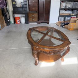 Wood Coffee Table with Glass Top - $30