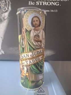 San Judas Tadeo Rhinestone Tumbler Cup