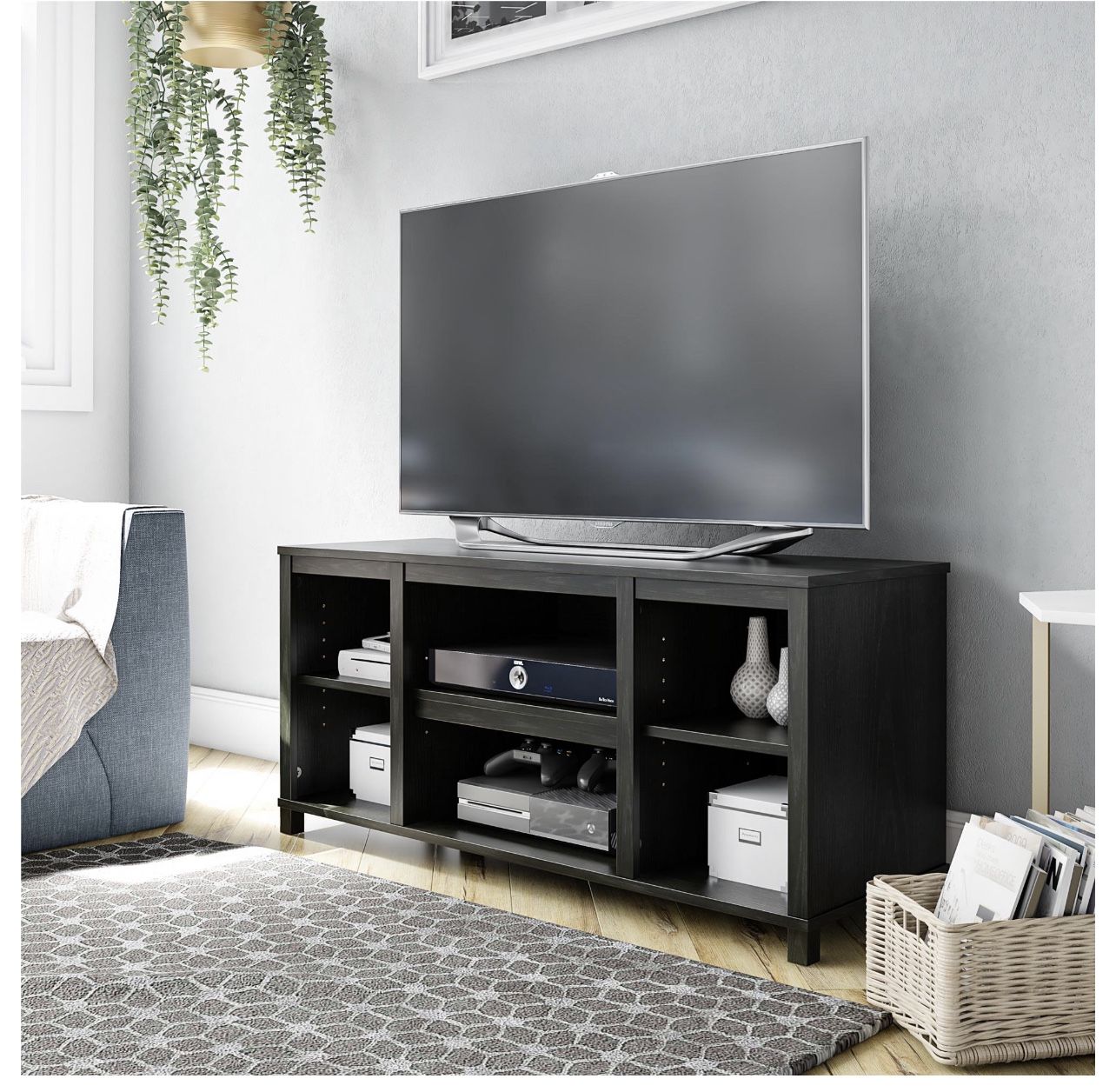 Mainstays Parsons Cubby TV Stand for TVs up to 50", True Black Oak