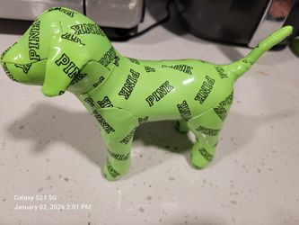 Neon Green Vs Pink Plush Stuffed Dog In Nice Condition 