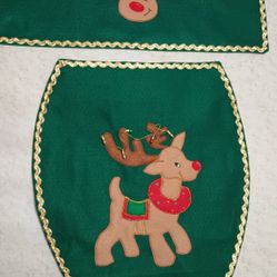 Christmas Reindeer Toilet Seat And Tank Covers Elongated New 2pcs 