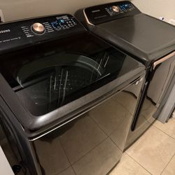 Samsung Washer & Dryer Set – Large Capacity 5.2 cu ft, Top Load, Smart
