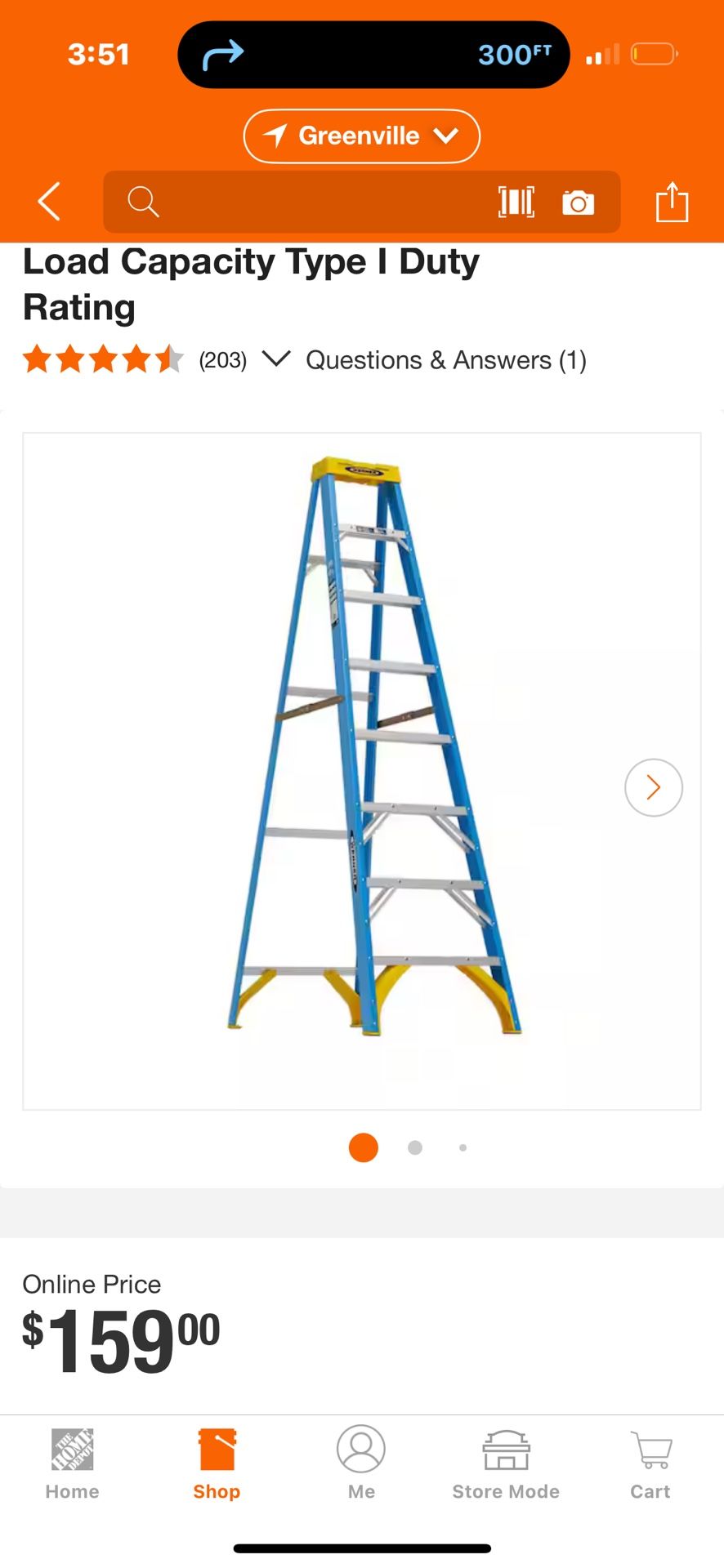 Warner 8 ft fiberglass ladder brand new