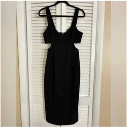 Gianni Bini Black Midi Dress With Back Zipper and Side Cut- Outs on sides