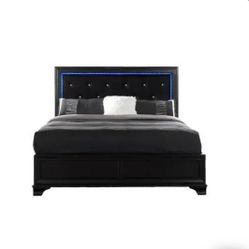 Black LED Queen Bed