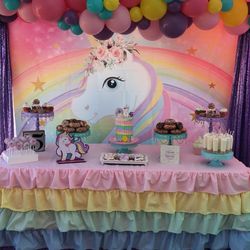 Pastel Rainbow table skirt