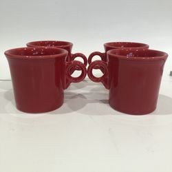 Vintage fiesta coffee mugs oh ring handle red
