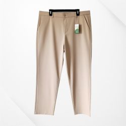 Mens Pants Libin Performance 40x30 Khaki Beige Stretch Dress Golf Travel NWT