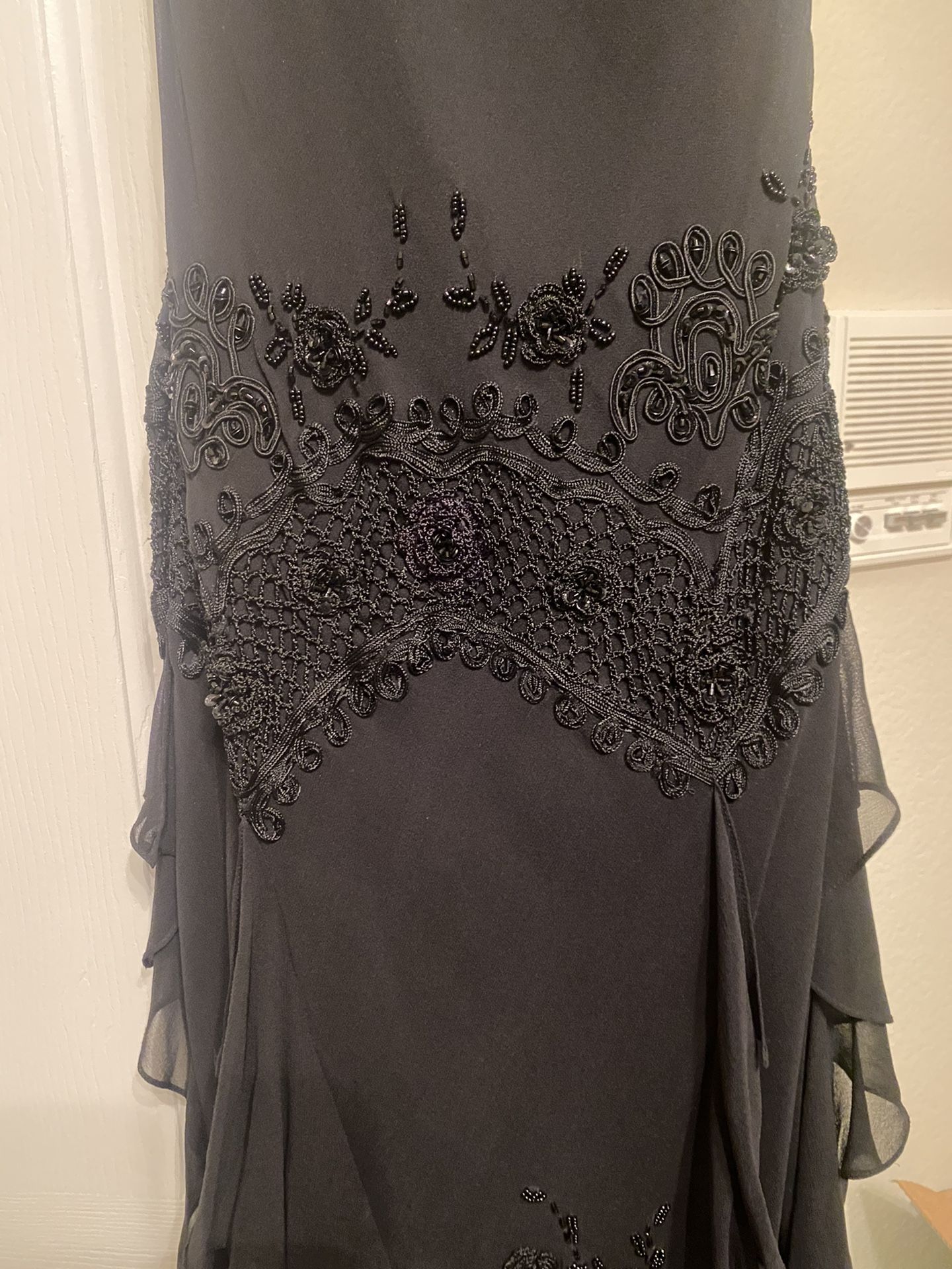 Absolutely Stunning Sue Wong Silk Mid Length Black Gown