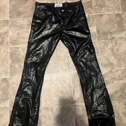Wax Denim Flare Pants