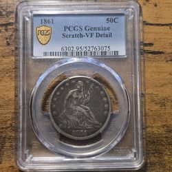 1861  Seated Liberty Half Dollar 50C