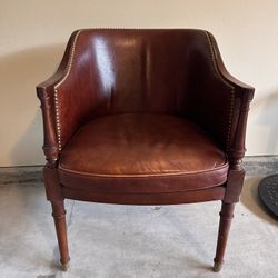 Vintage Brown Leather arm chair (32” tall x 23” w)