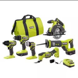 Ryobi One+ 18V 6-Tool Combo Kit with 1.5/4Ah Batteries & Charger (Bag Included) - BRAND NEW IN BOX