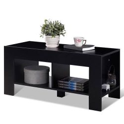Costway 2-Tier Wood Coffee Table Sofa Side Table w/ Storage Shelf Living Room Office New


