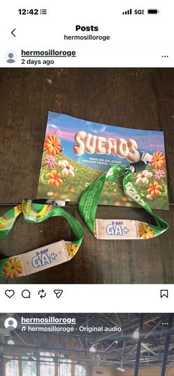 Two-day wristbands — $320 each
