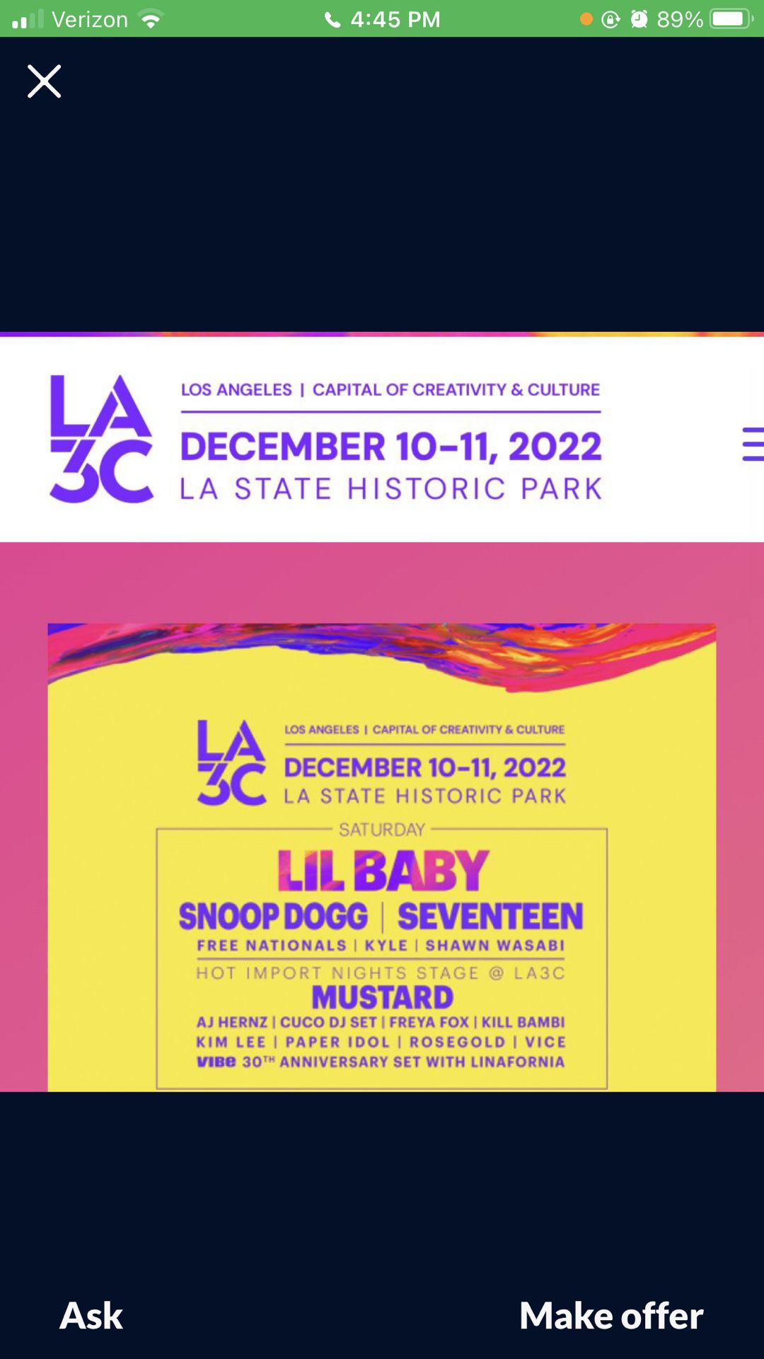 LA3C 2 DAY PASSES 🎤🍺🍻🥂🍹(2) TICKETS 🎫 🎫 $100 EACH $200 FOR PAIR 🔥🔥