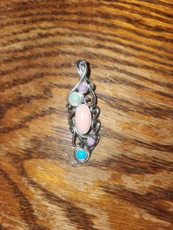 Retired CAROLYN POLLACK Sterling Silver 925 Pastel Gemstone Pendant Enhancer