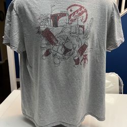 Star Wars Boba Fett Illustrated Gray Shirt XL Action Pose 