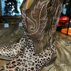 Girls Leopard Cowboy Boots