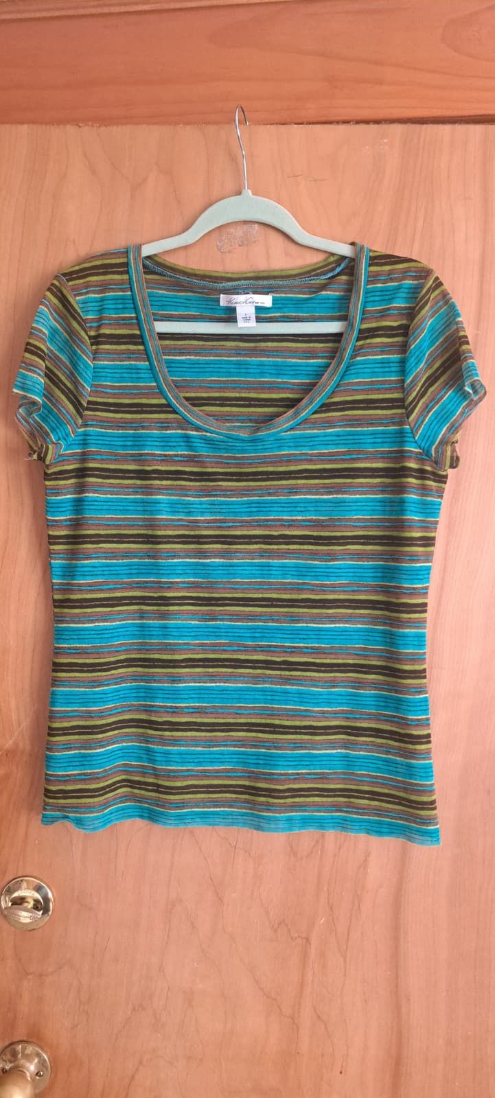 Kenneth Cole New York Striped Scoop Neck Tee Size L