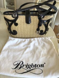 Brighton Wicker, Leather and Silver Handbag