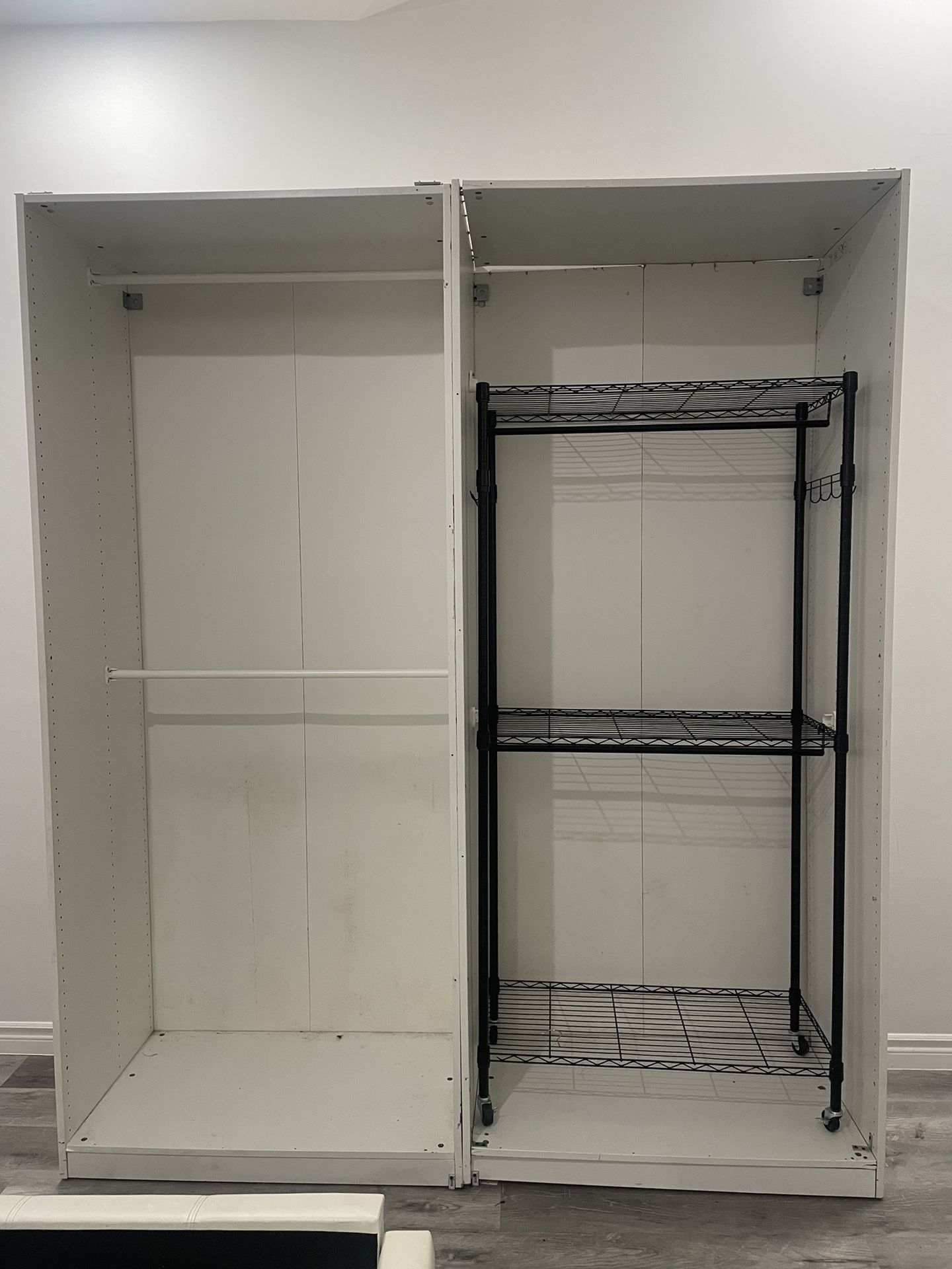 Large Freestanding Closet Wardrobe Organizer with Hanging Rods and Shelves