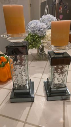 Elegant Mirrored Candle Holder Set – Pair