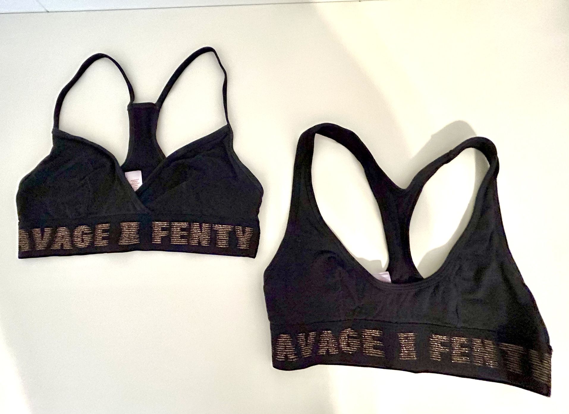 Savage X Fenty Black Racerback Bra with Metallic Branding