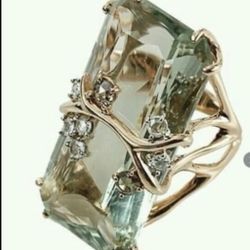 New Zircon Ring 18KGF,  Size 8 - Unique