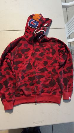 BAPE Color Camo Shark Full Zip Hoodie Red