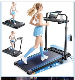 RunNin Home Folding Treadmill with Desk, Incline & Remote – New in Box