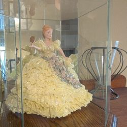 Porcelain Lace Doll In Glass Case
