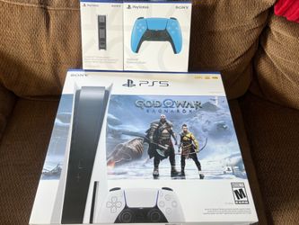 PS5 825GB Disc-Less God of War edition with controller and charging station