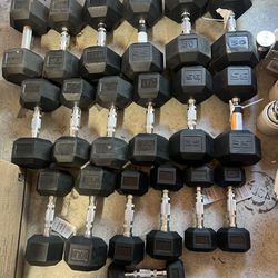 5-50lb Rubber Hex Dumbbell Set 550Lbs Total