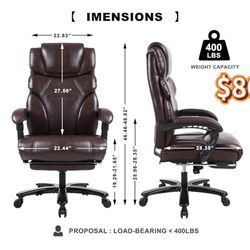 KCREAM leather Office Chair,Brown