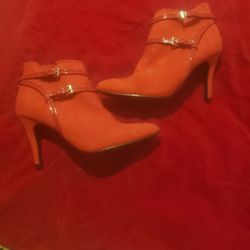 Me Too Red Suede Ankle Boots