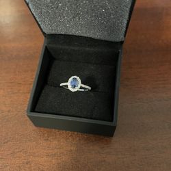 Blue Sapphire Diamond Engagement Ring