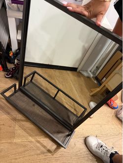Mid century modern mirror with shelf