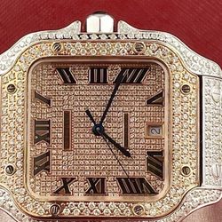 Gold With Silver Color Iced Out Mossiante Watch 
