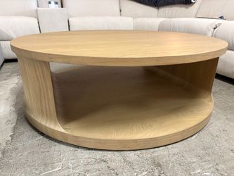 RESTORATION HARDWARE Baron Greige Oak Round Coffee Table
