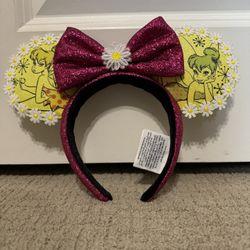 Tinker Bell Minnie Ears Headband – Pink Glitter Bow – Pre-Owned