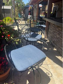 Set of 4 Wrought Iron Barstools