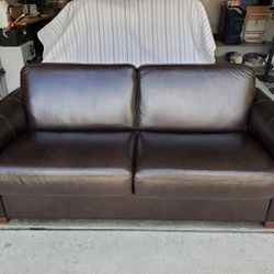 Brown Leather sofa (sleeper)