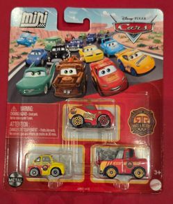 Disney Pixar Cars, Race and Rescue Radiator Springs  3 - Pack Mini's, Lightning McQueen,  Luigi and Mater, VHTF