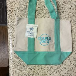 Trader Joes Mini Pastel Canvas Tote Bag