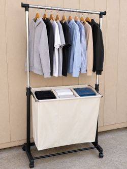 Honey-Can-Do Rolling Laundry Cart with Hanging Bar
Measurement 31 wide.  65 height